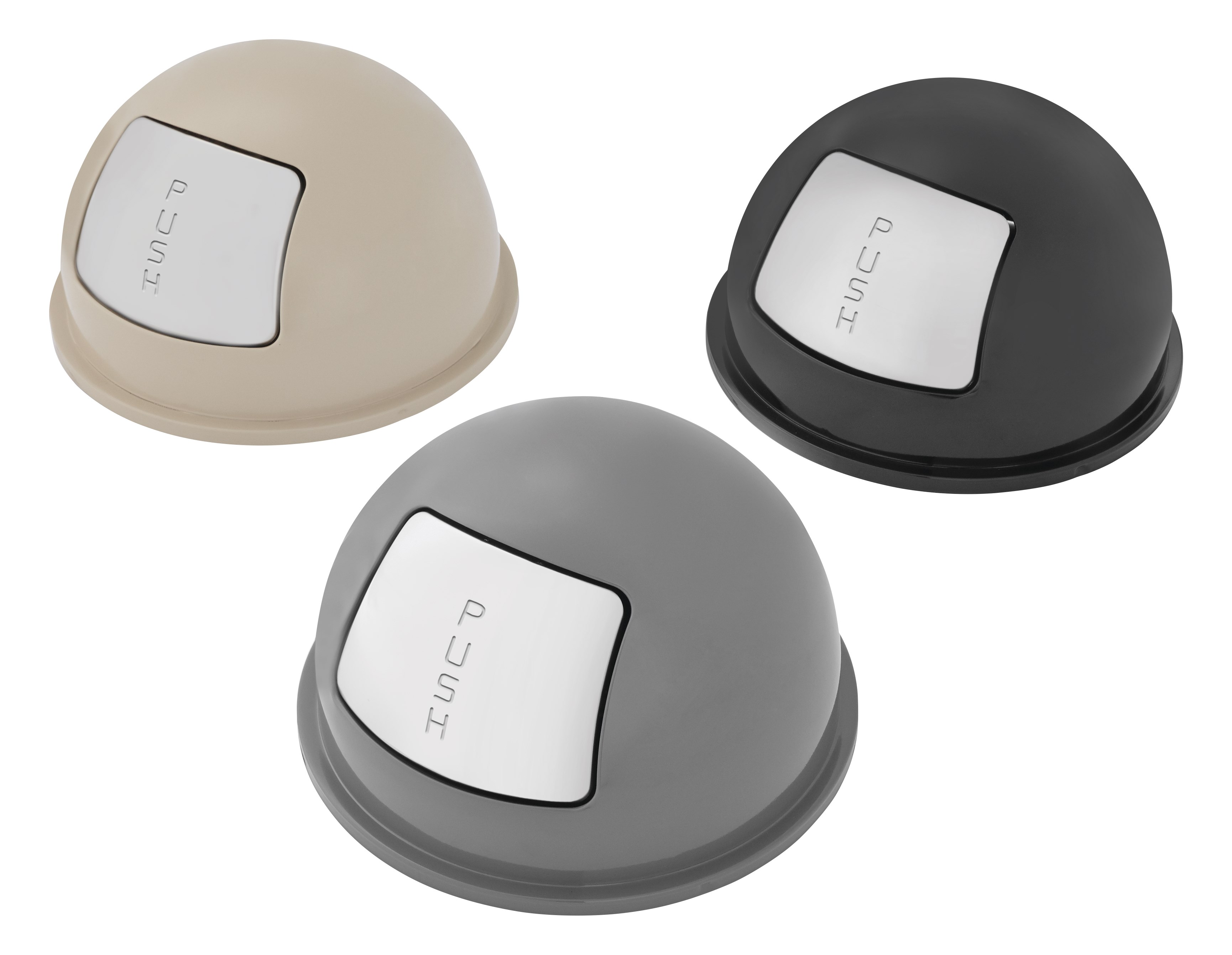 The Rubbermaid Commercial Dome Tops for Steel Wastebaskets are fire-safe and puncture-resistant.