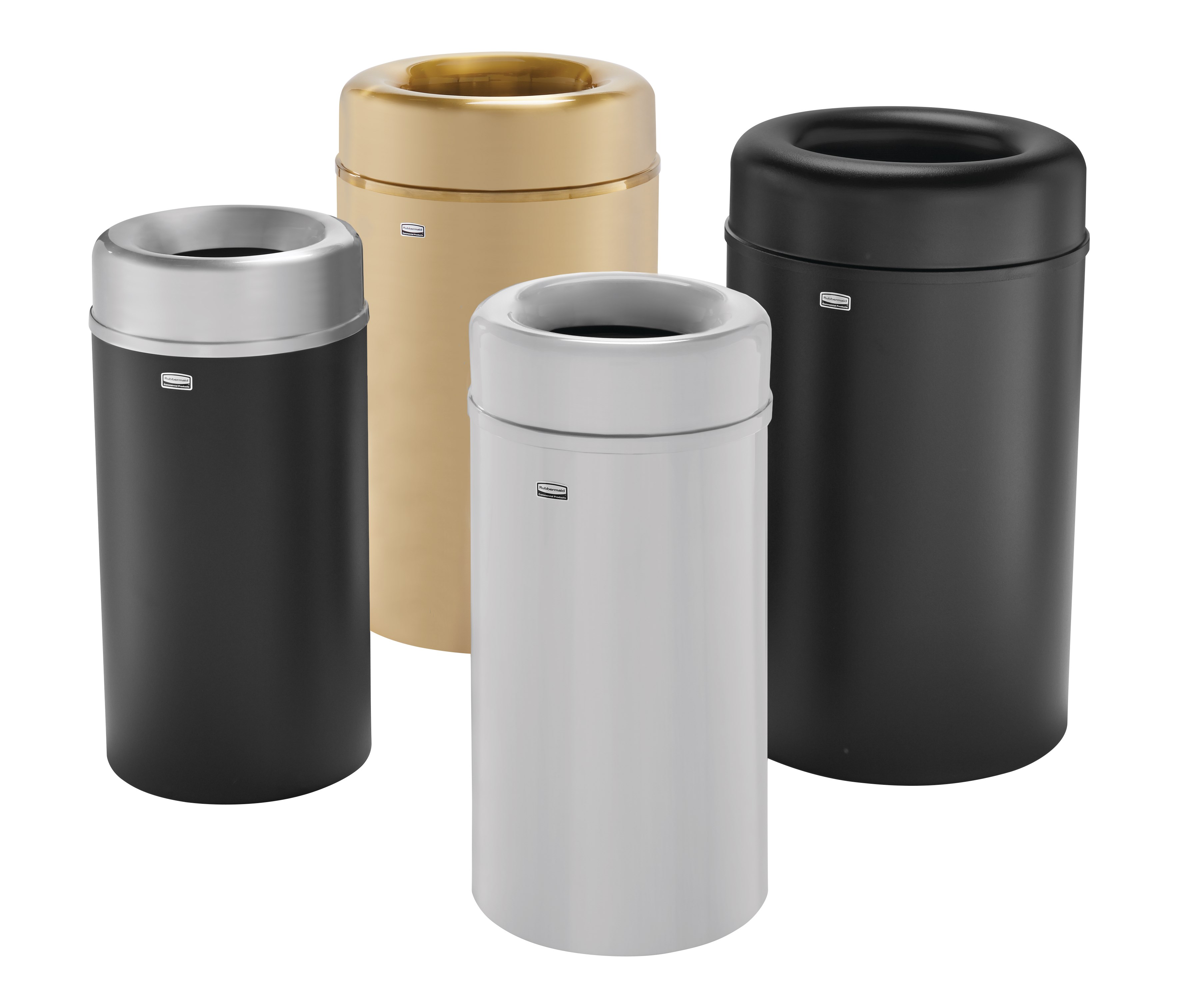 The Crowne Collection 30 Gallon FGAOT30 Decorative Indoor Waste Container has an attractive contemporary design with a curved open top that prevents objects from being placed on top of the can, keeping a neater overall appearance.