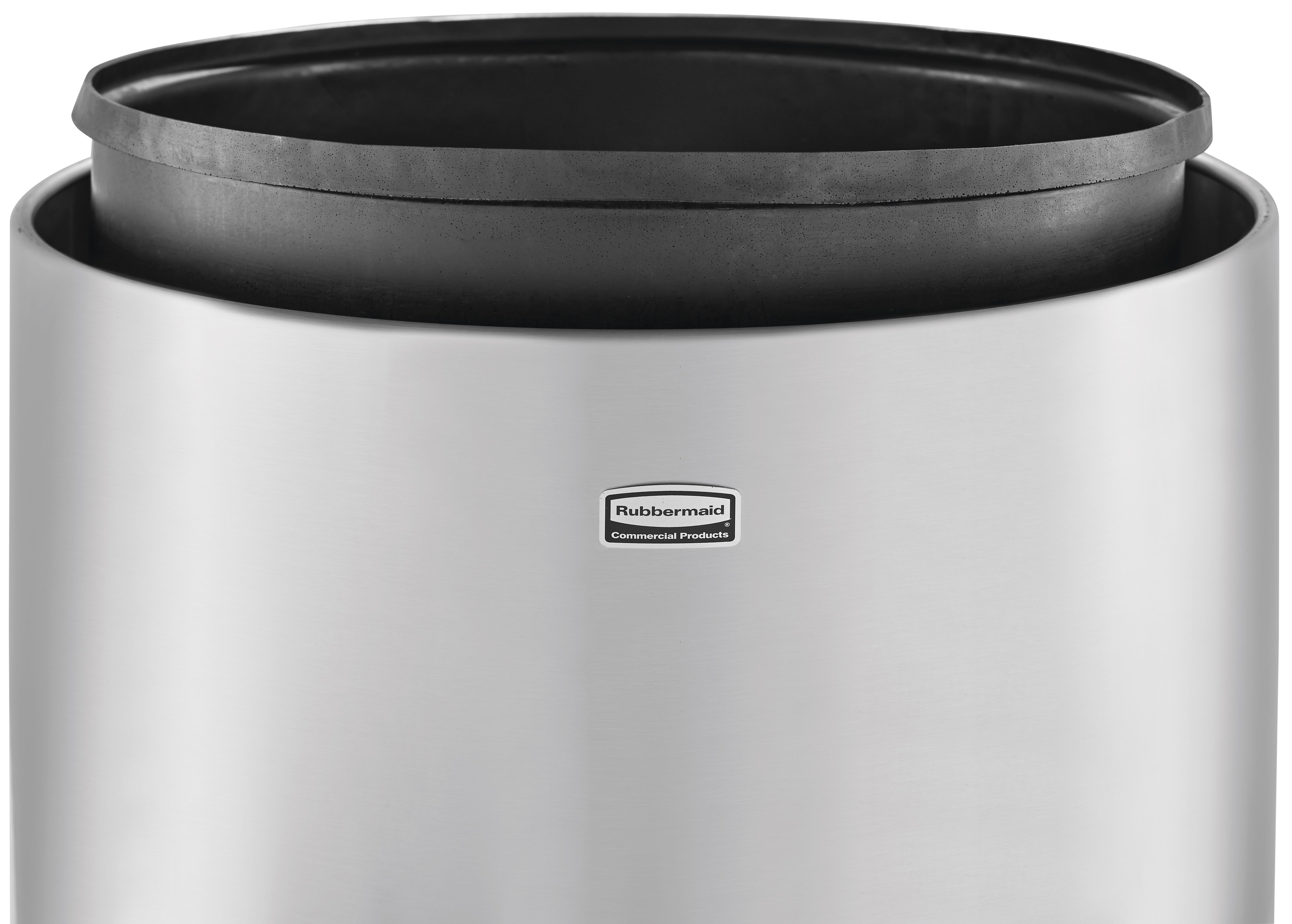 The Crowne Collection 30 Gallon FGAOT30 Decorative Indoor Waste Container has an attractive contemporary design with a curved open top that prevents objects from being placed on top of the can, keeping a neater overall appearance.