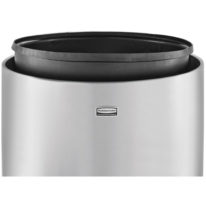 The Crowne Collection 30 Gallon FGAOT30 Decorative Indoor Waste Container has an attractive contemporary design with a curved open top that prevents objects from being placed on top of the can, keeping a neater overall appearance.