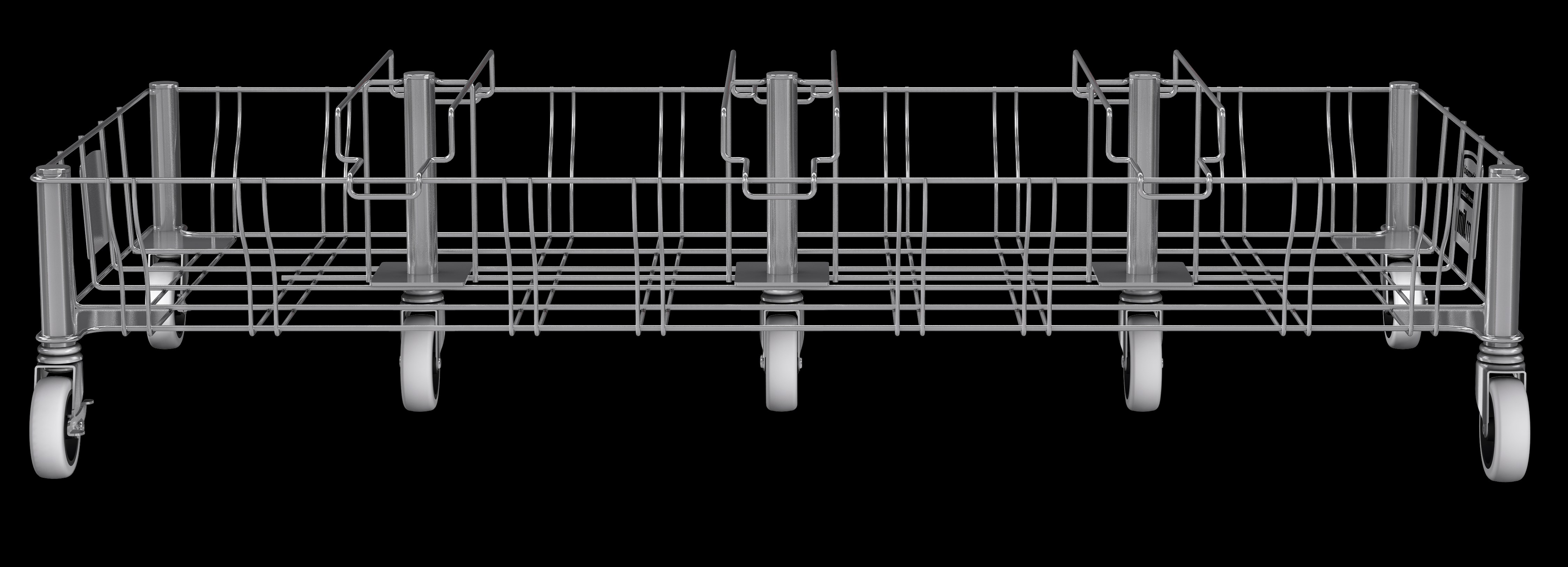 Slim Jim® Stainless Steel Quadruple Dolly is designed to support and transport Vented Slim Jim® containers smoothly and efficiently through any commercial facility.