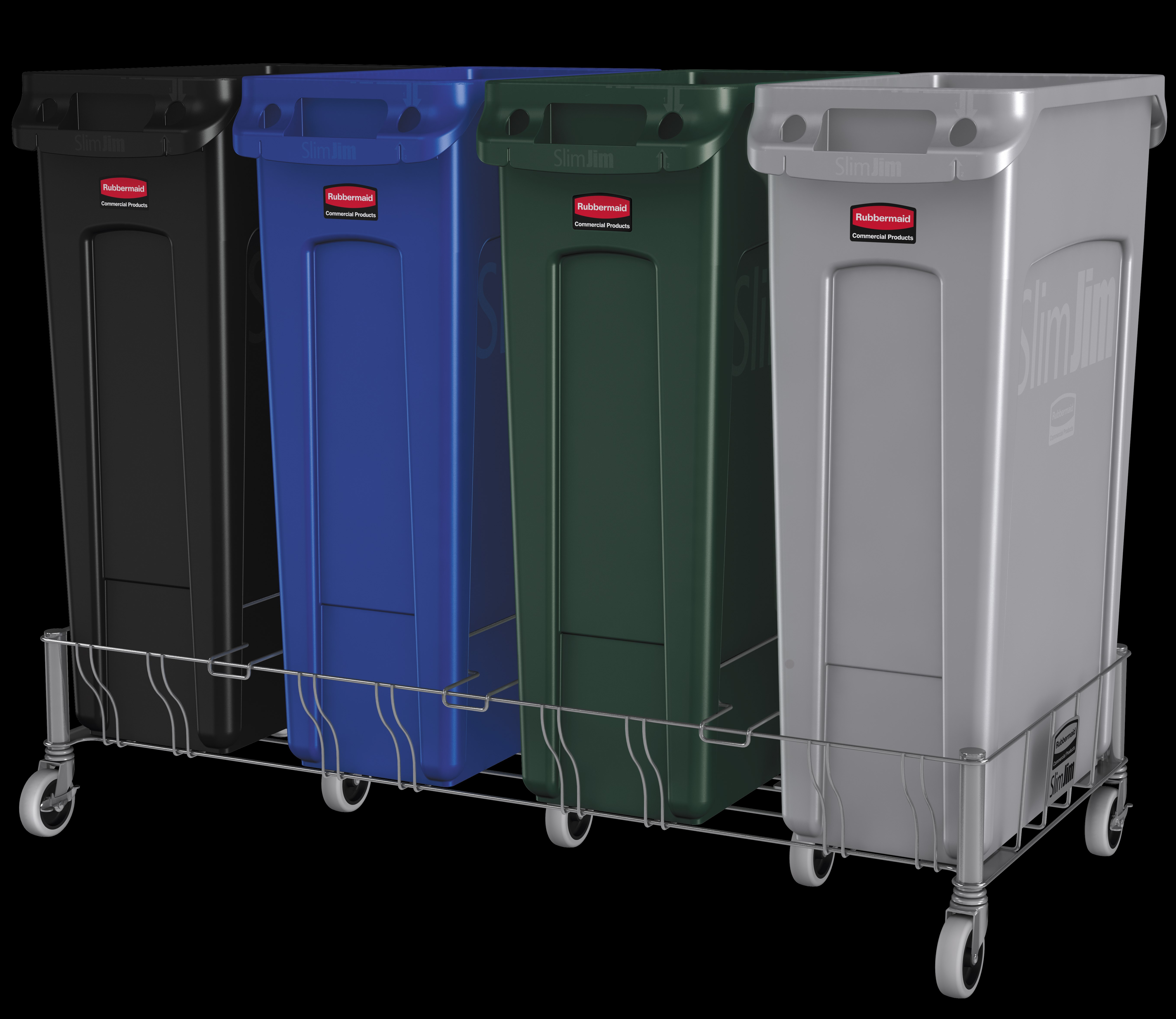 Slim Jim® Stainless Steel Quadruple Dolly is designed to support and transport Vented Slim Jim® containers smoothly and efficiently through any commercial facility.