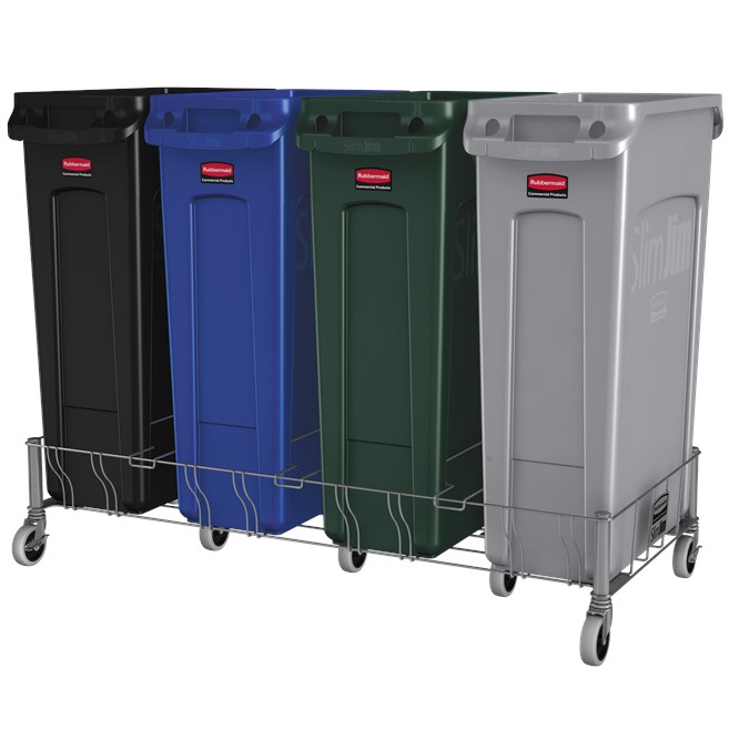 Slim Jim® Stainless Steel Quadruple Dolly is designed to support and transport Vented Slim Jim® containers smoothly and efficiently through any commercial facility.