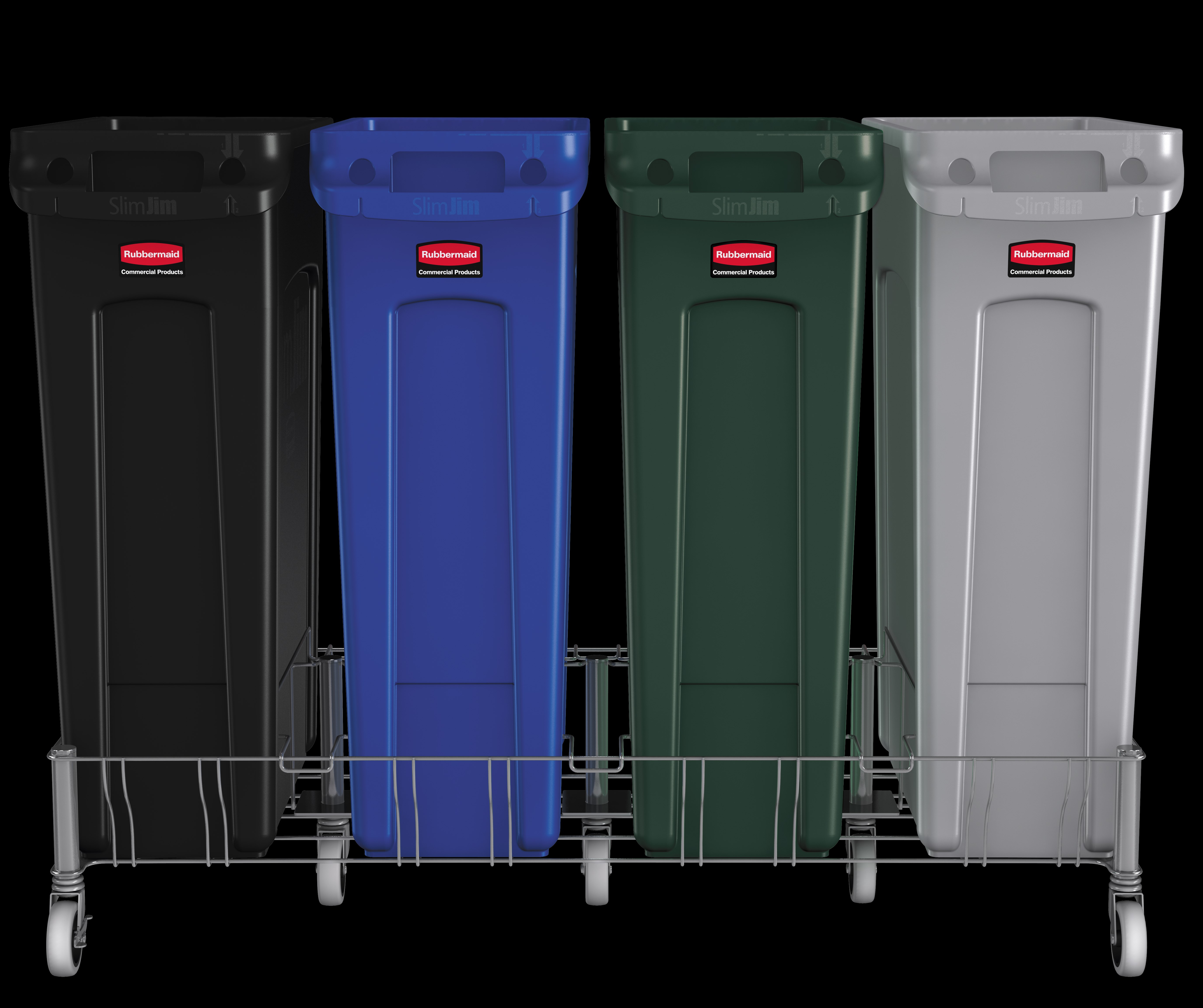 Slim Jim® Stainless Steel Quadruple Dolly is designed to support and transport Vented Slim Jim® containers smoothly and efficiently through any commercial facility.