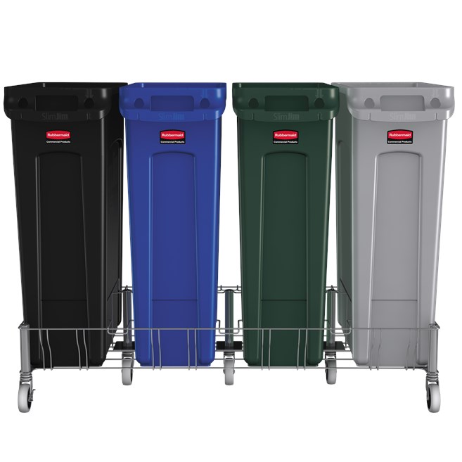 Slim Jim® Stainless Steel Quadruple Dolly is designed to support and transport Vented Slim Jim® containers smoothly and efficiently through any commercial facility.