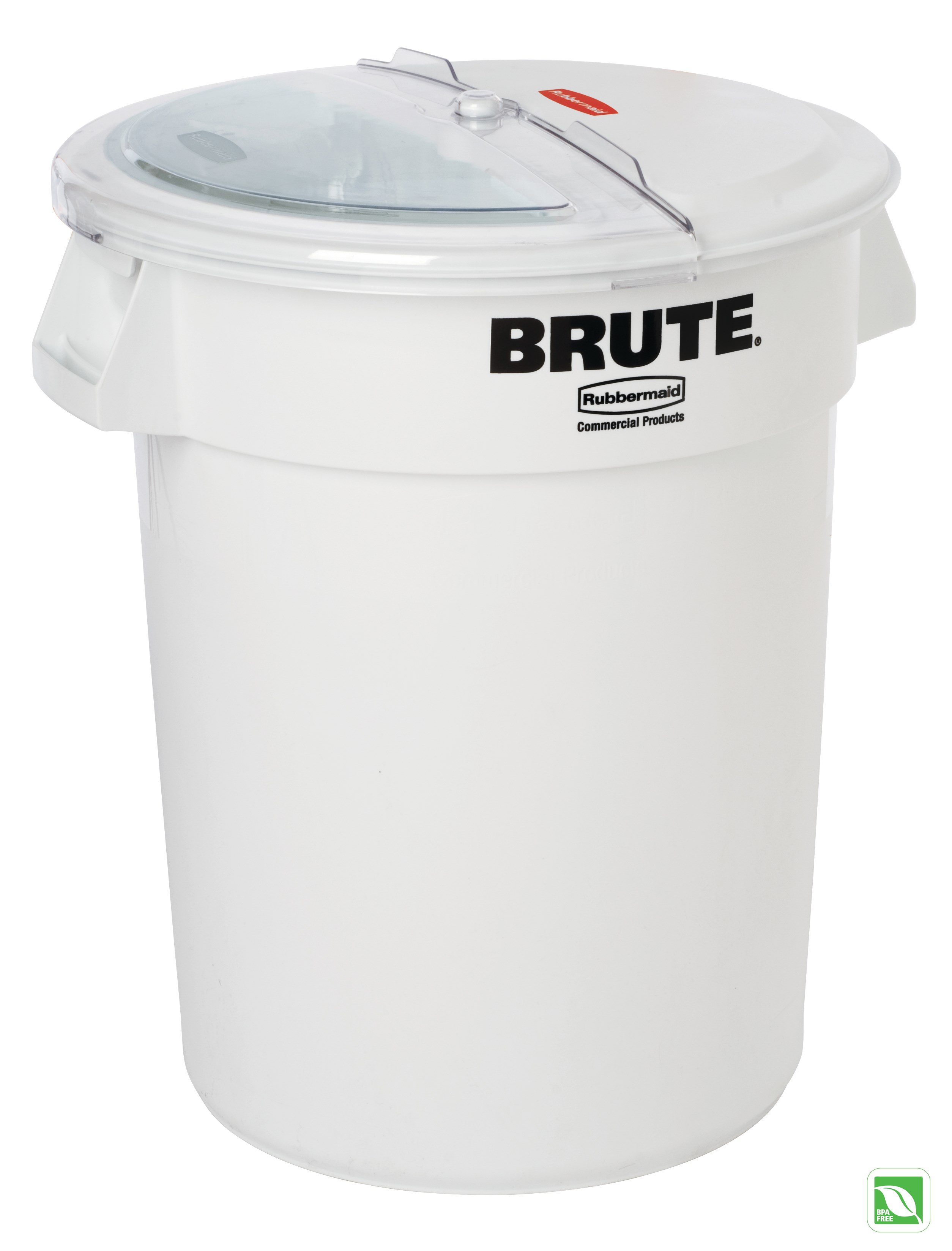 The Rubbermaid Commercial BRUTE® ingredient containers with sliding ProSave® lid and scoop