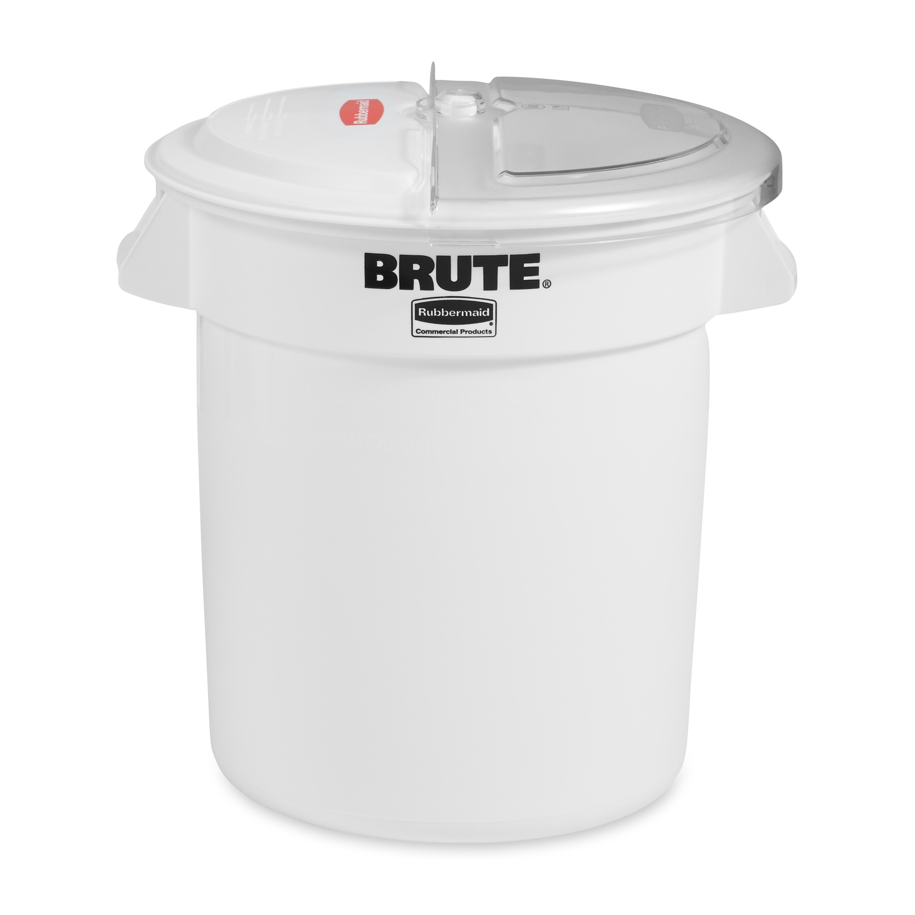 The Rubbermaid Commercial BRUTE® ingredient containers with sliding ProSave® lid and scoop