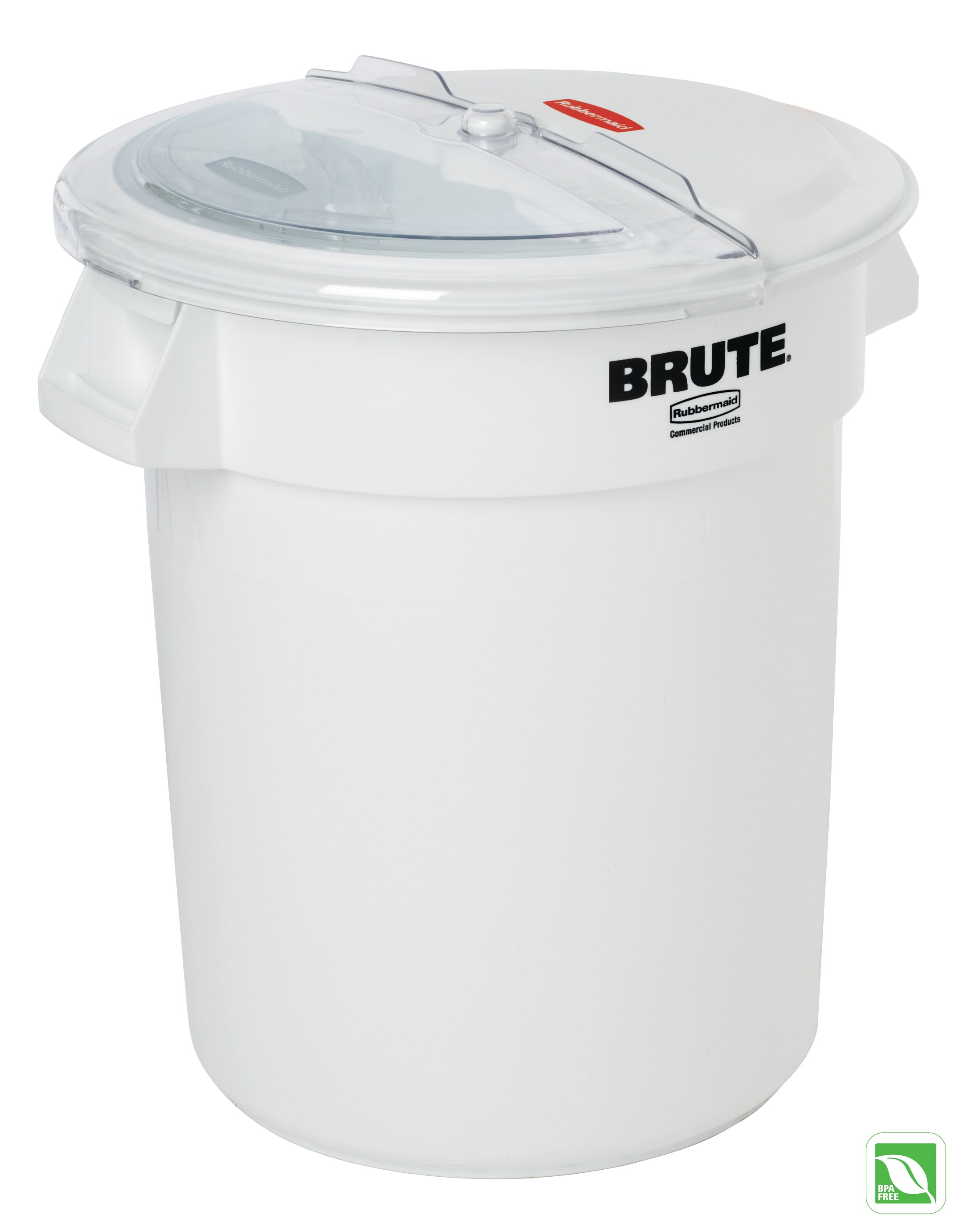 The Rubbermaid Commercial BRUTE® ingredient containers with sliding ProSave® lid and scoop