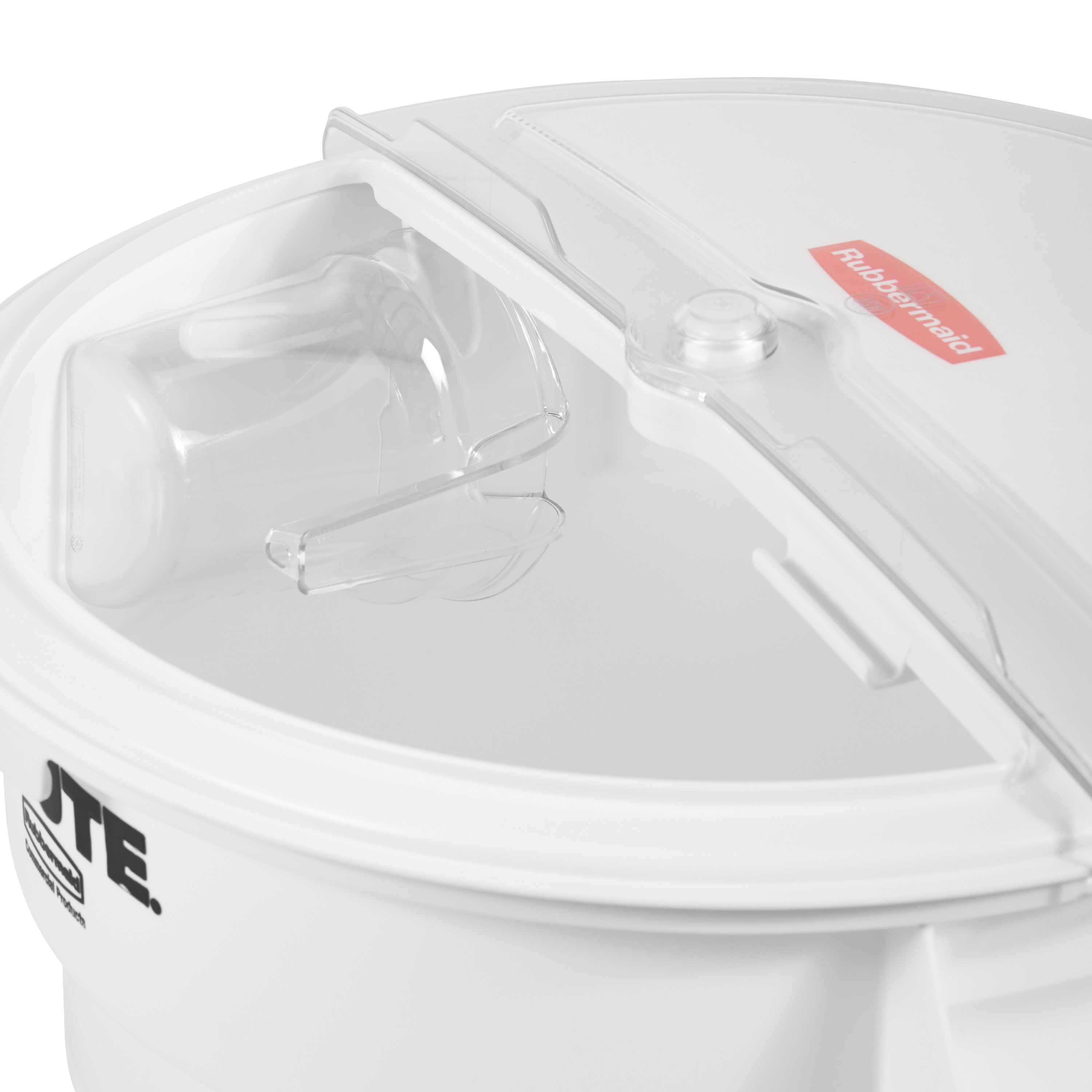 The Rubbermaid Commercial BRUTE® ingredient containers with sliding ProSave® lid and scoop