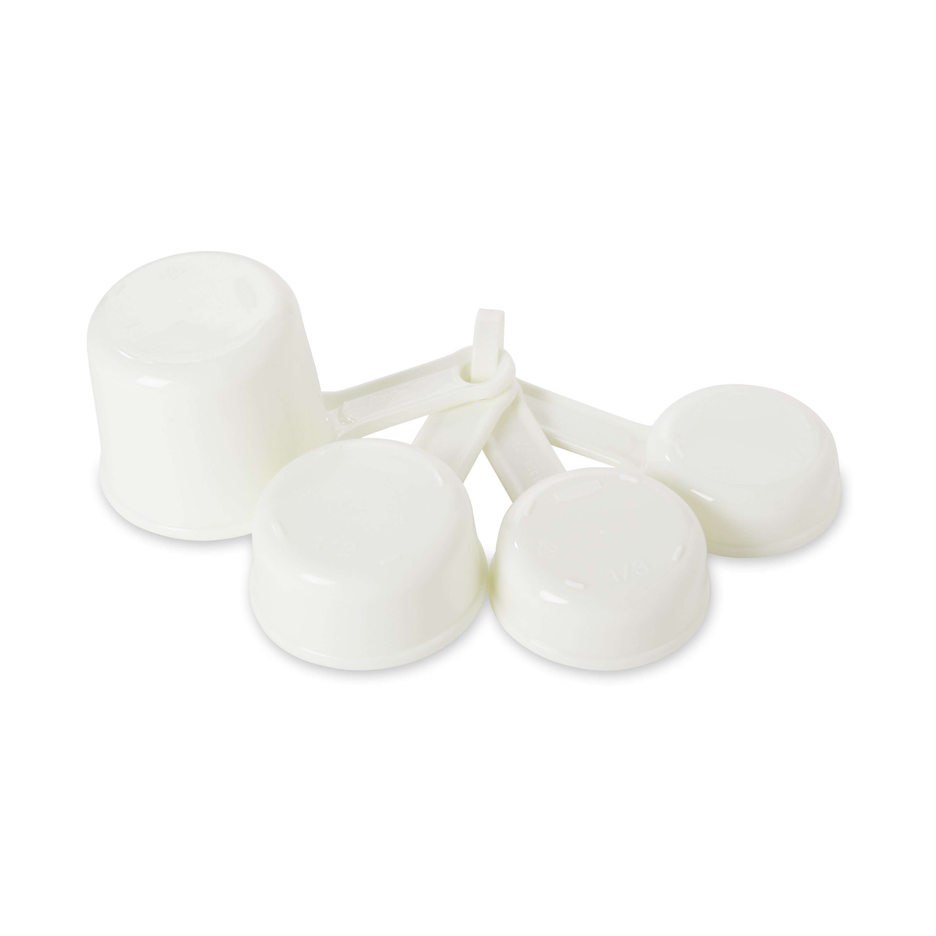 The Rubbermaid Commercial measuring Cup set that includes 1/4, 1/3, 1/2, and 1 cup measuring cups.