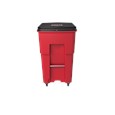 The Rubbermaid Commercial Medical Waste Rollouts with Casters are designed for use in the healthcare industry. Locking lids keep regulated medical waste secure, smooth contours make cleaning easier, and front swivel casters enable balanced maneuverability.
