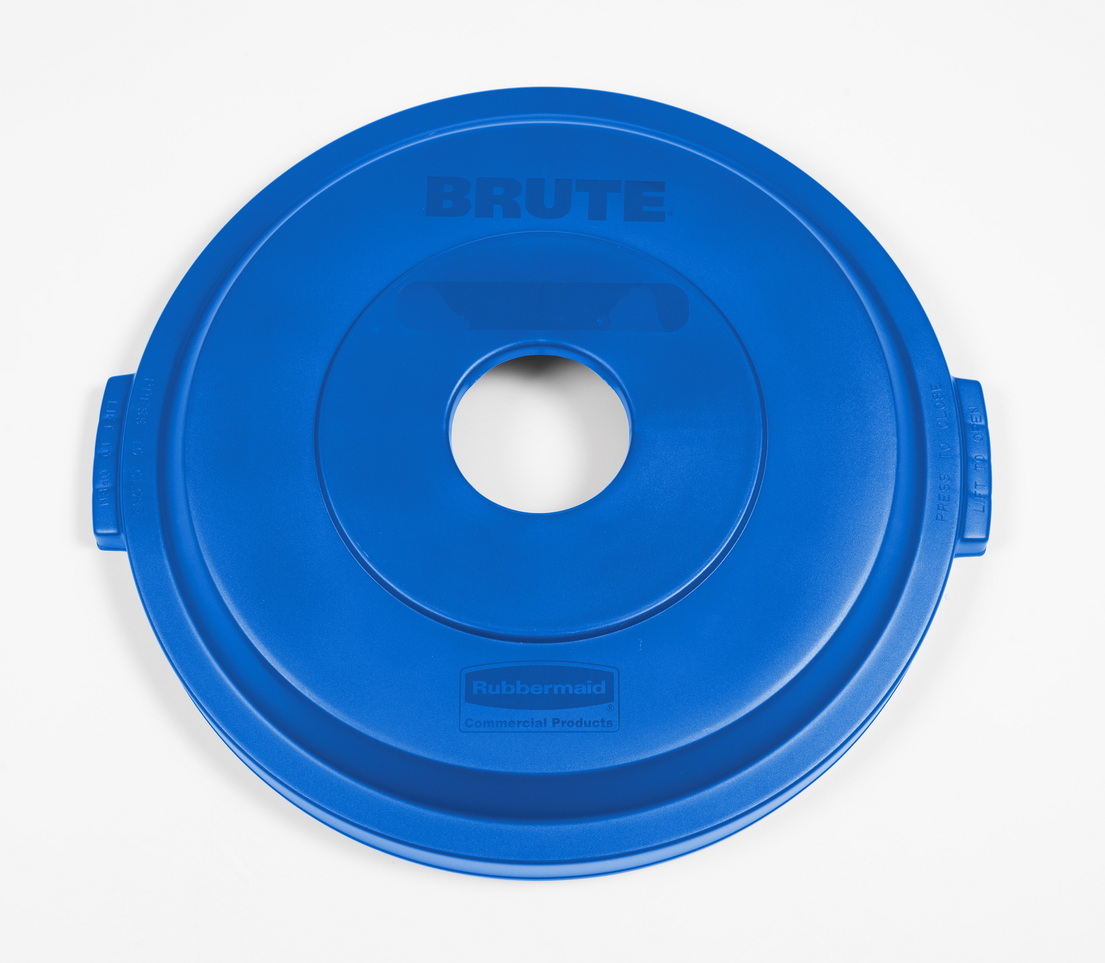 The Rubbermaid Commercial Recycling Lids for BRUTE® containers feature all-plastic, commercial-grade construction that won't rust, chip, or peel.