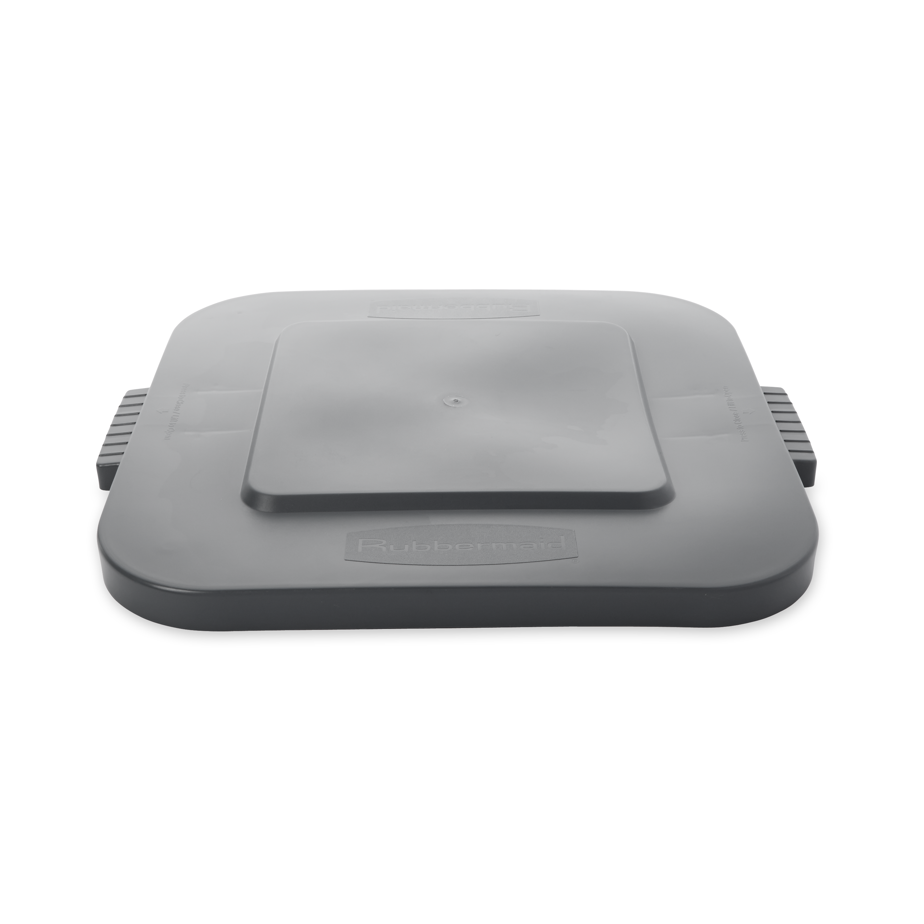 Rubbermaid Commercial BRUTE® square container lids reduce pooling when containers are stored outside. The heavy-duty, durable Waste Bin lids snap on for secure, stable stacking.