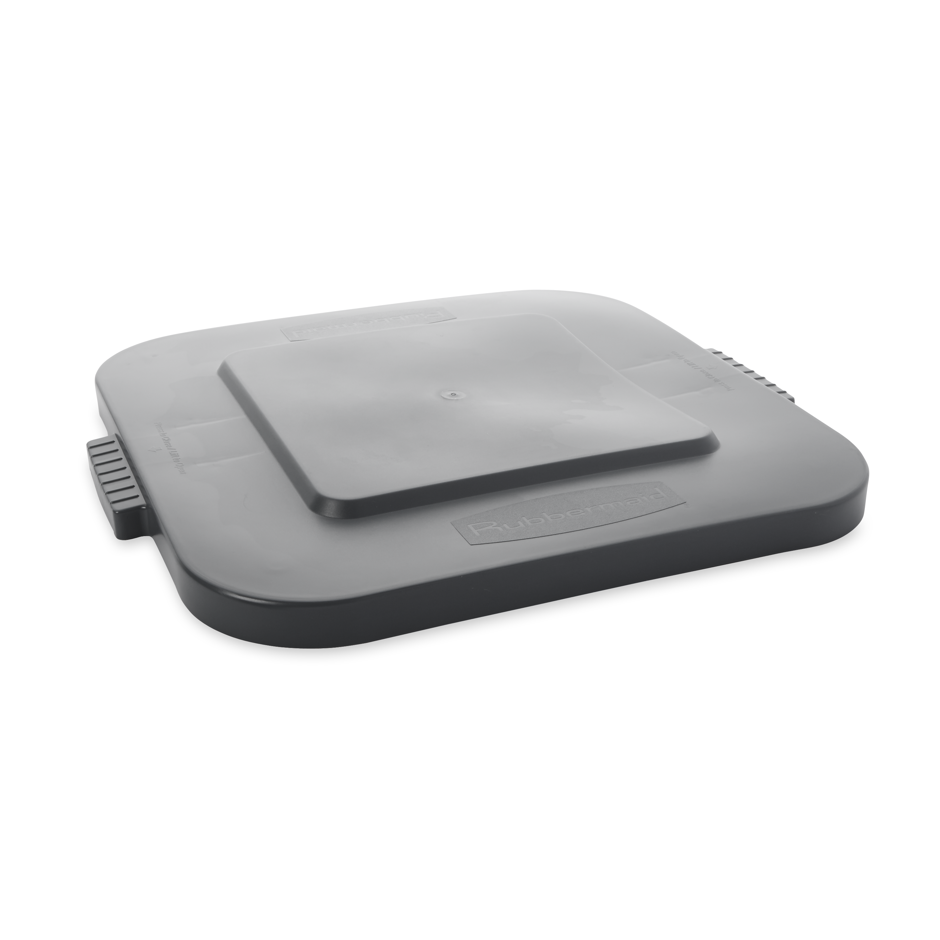 Rubbermaid Commercial BRUTE® square container lids reduce pooling when containers are stored outside. The heavy-duty, durable Waste Bin lids snap on for secure, stable stacking.