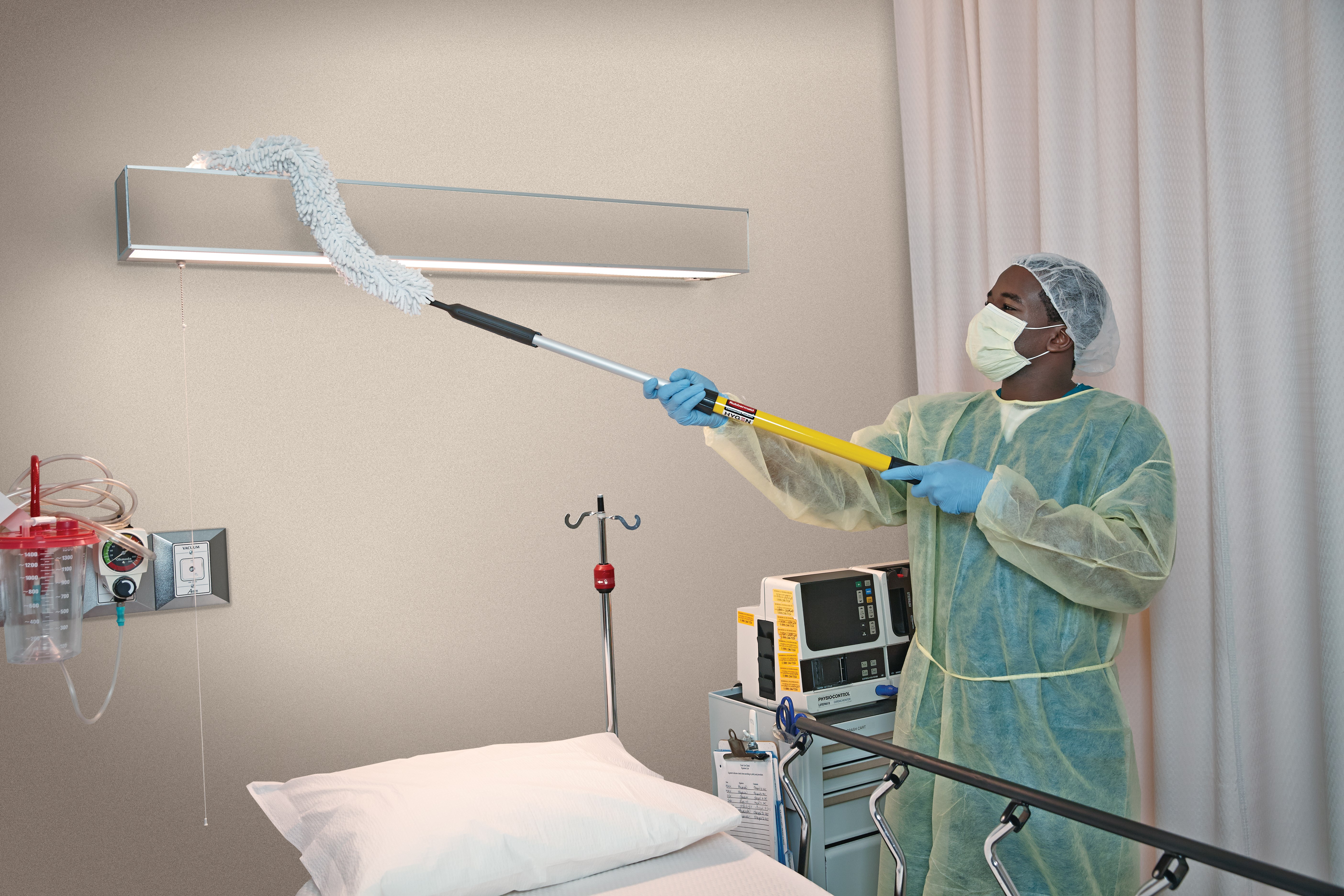 HYGEN™ Microfiber Quick-Connect Flexi-Wand and Duster helps remove dust from crevices and hard-to-reach places.