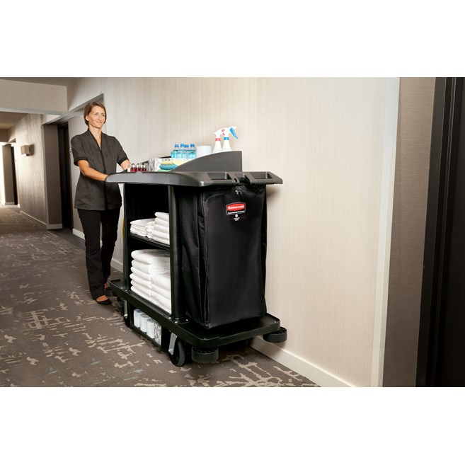 Impact-absorbing and non-marring Housekeeping Cart Bumper Kit from Rubbermaid Commercial is designed to reduce costly wall damage.