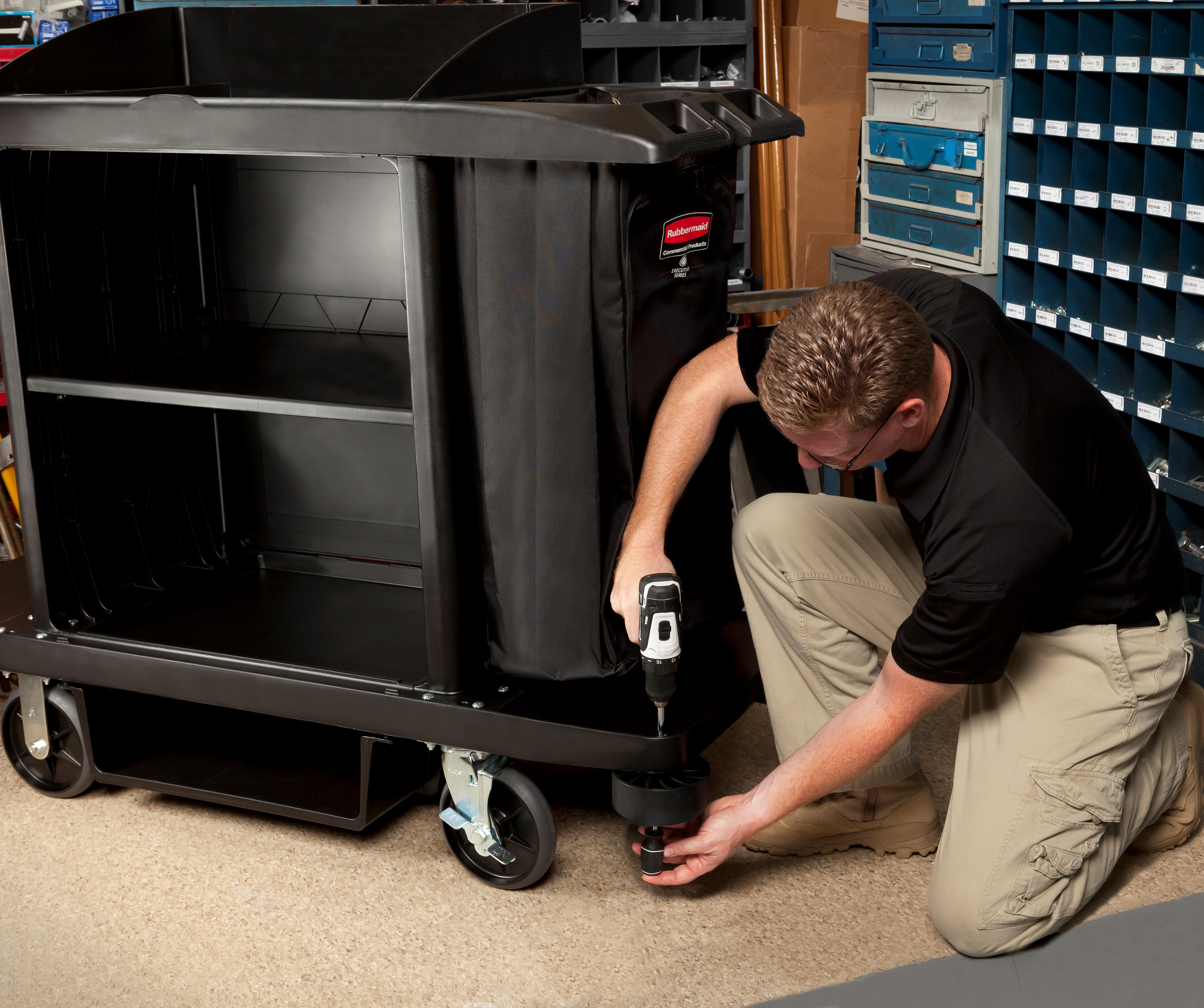 Impact-absorbing and non-marring Housekeeping Cart Bumper Kit from Rubbermaid Commercial is designed to reduce costly wall damage.