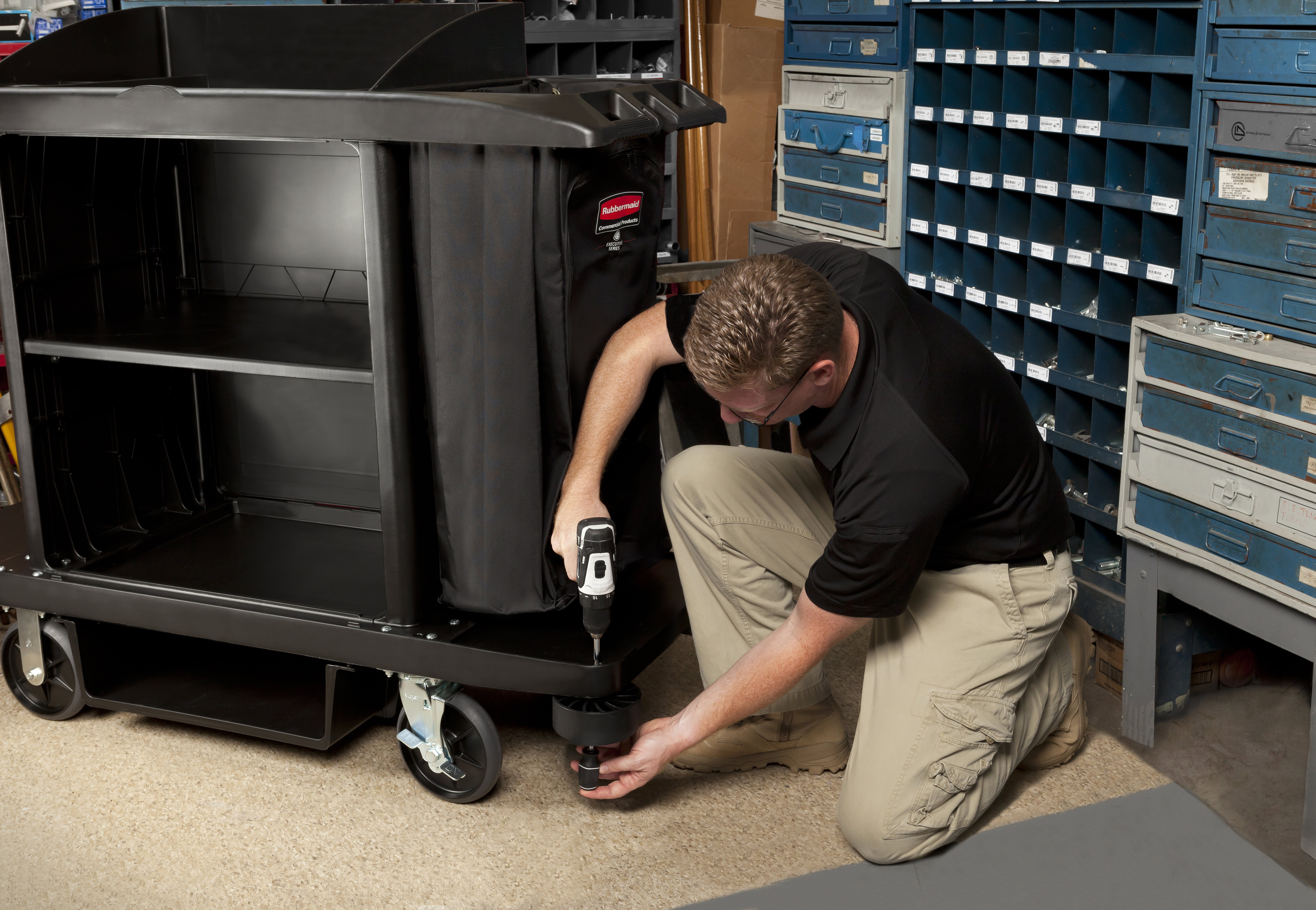 Impact-absorbing and non-marring Housekeeping Cart Bumper Kit from Rubbermaid Commercial is designed to reduce costly wall damage.