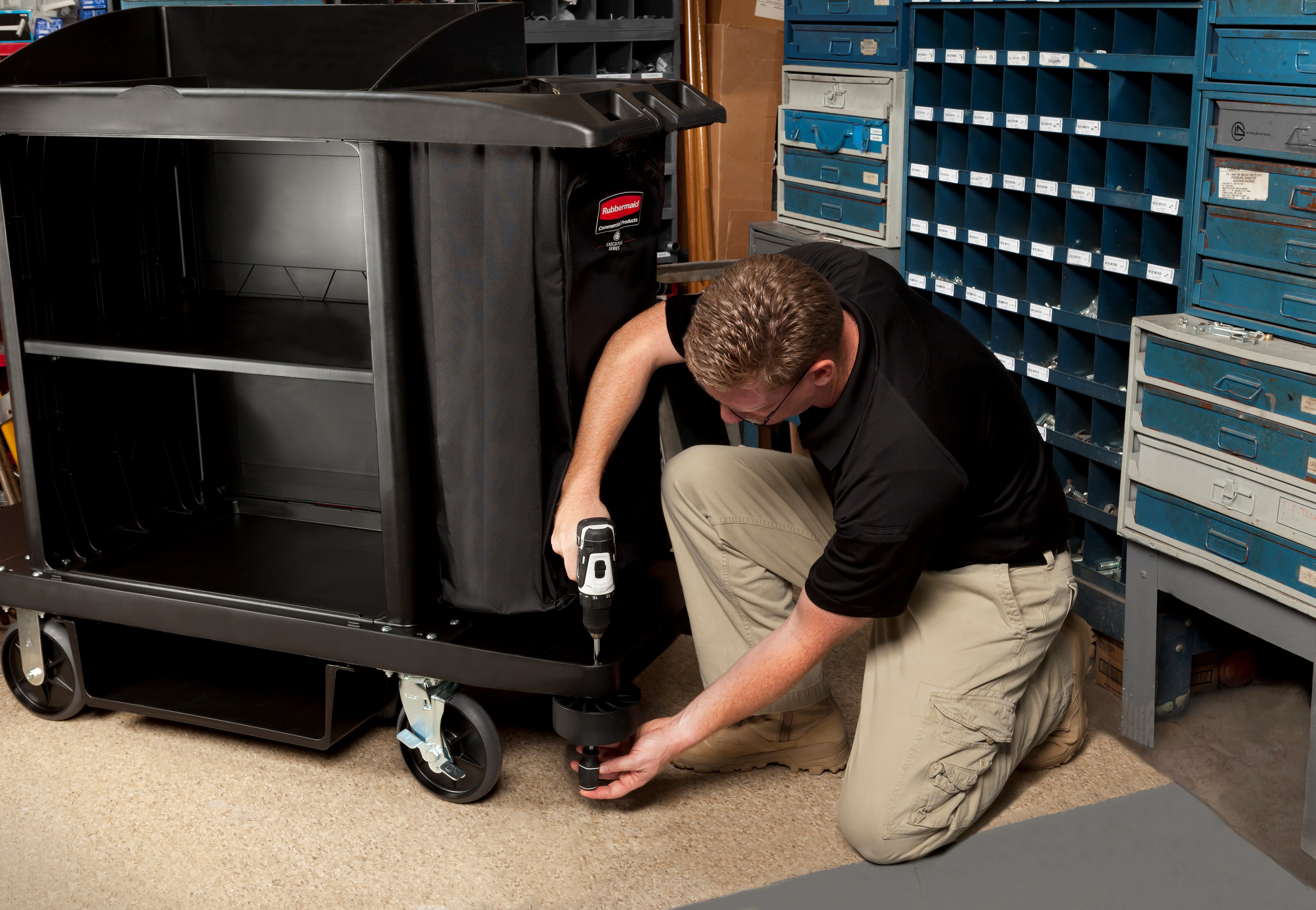 Impact-absorbing and non-marring Housekeeping Cart Bumper Kit from Rubbermaid Commercial is designed to reduce costly wall damage.