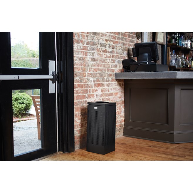 The sleek Silhouettes 10 Gallon FGSC10 Decorative Square Indoor Waste Container has a contemporary perforated pattern designed to seamlessly and beautifully blend with modern facilities and environments. High-quality materials and craftsmanship ensure containers can withstand the rigors of everyday use.