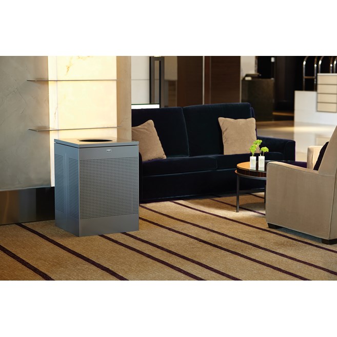 The sleek Silhouettes 20 Gallon FGSC18 Decorative Square Indoor Waste Container has a contemporary perforated pattern designed to seamlessly and beautifully blend with modern facilities and environments. High-quality materials and craftsmanship ensure containers can withstand the rigors of everyday use.