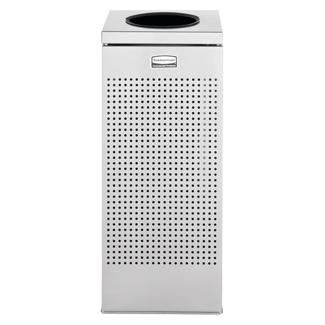The sleek Silhouettes 10 Gallon FGSC10 Decorative Square Indoor Waste Container has a contemporary perforated pattern designed to seamlessly and beautifully blend with modern facilities and environments. High-quality materials and craftsmanship ensure containers can withstand the rigors of everyday use.