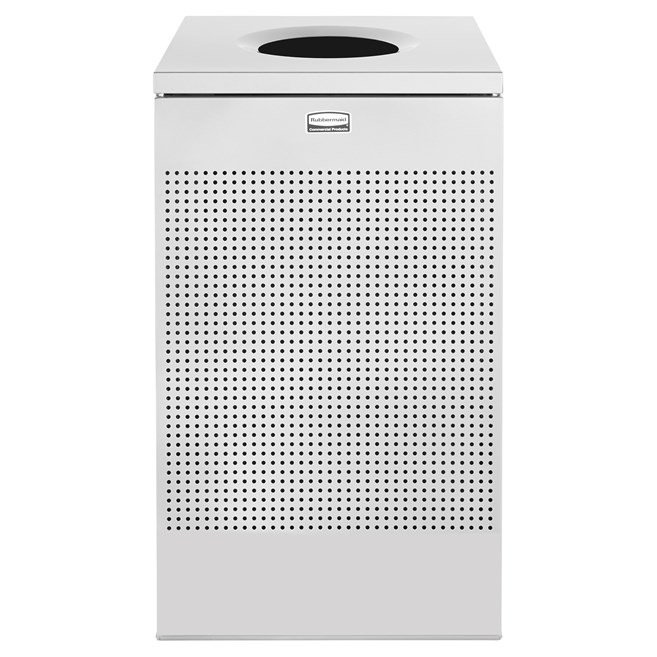 The sleek Silhouettes 29 Gallon FGSC18 Decorative Square Indoor Waste Container has a contemporary perforated pattern designed to seamlessly and beautifully blend with modern facilities and environments. High-quality materials and craftsmanship ensure containers can withstand the rigors of everyday use.