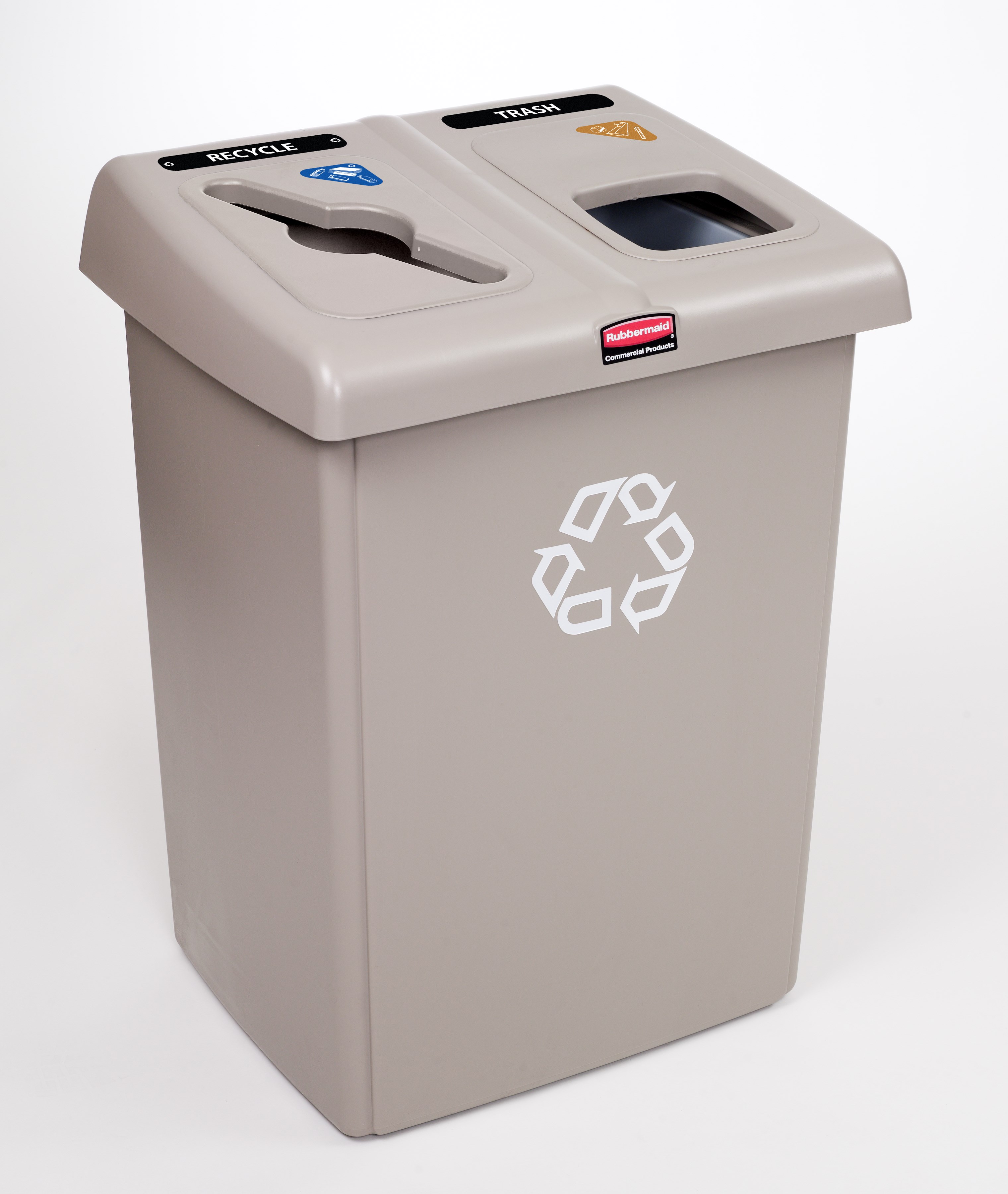 The Two-Stream Glutton® Recycling Station is a high-capacity, all-in-one centralized solution for efficient waste separation.