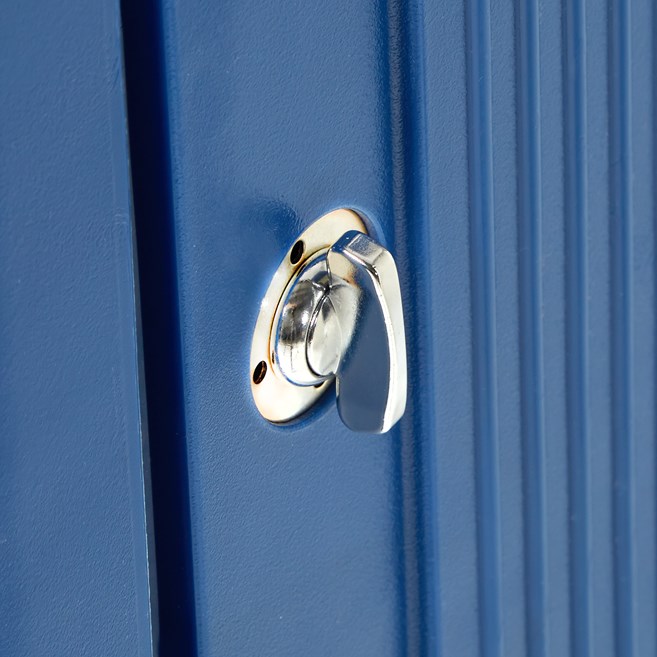 The Rubbermaid Commercial Plaza® Bottle and Can Recycling Container offers contemporary styling with a side-opening door for ergonomic waste emptying.