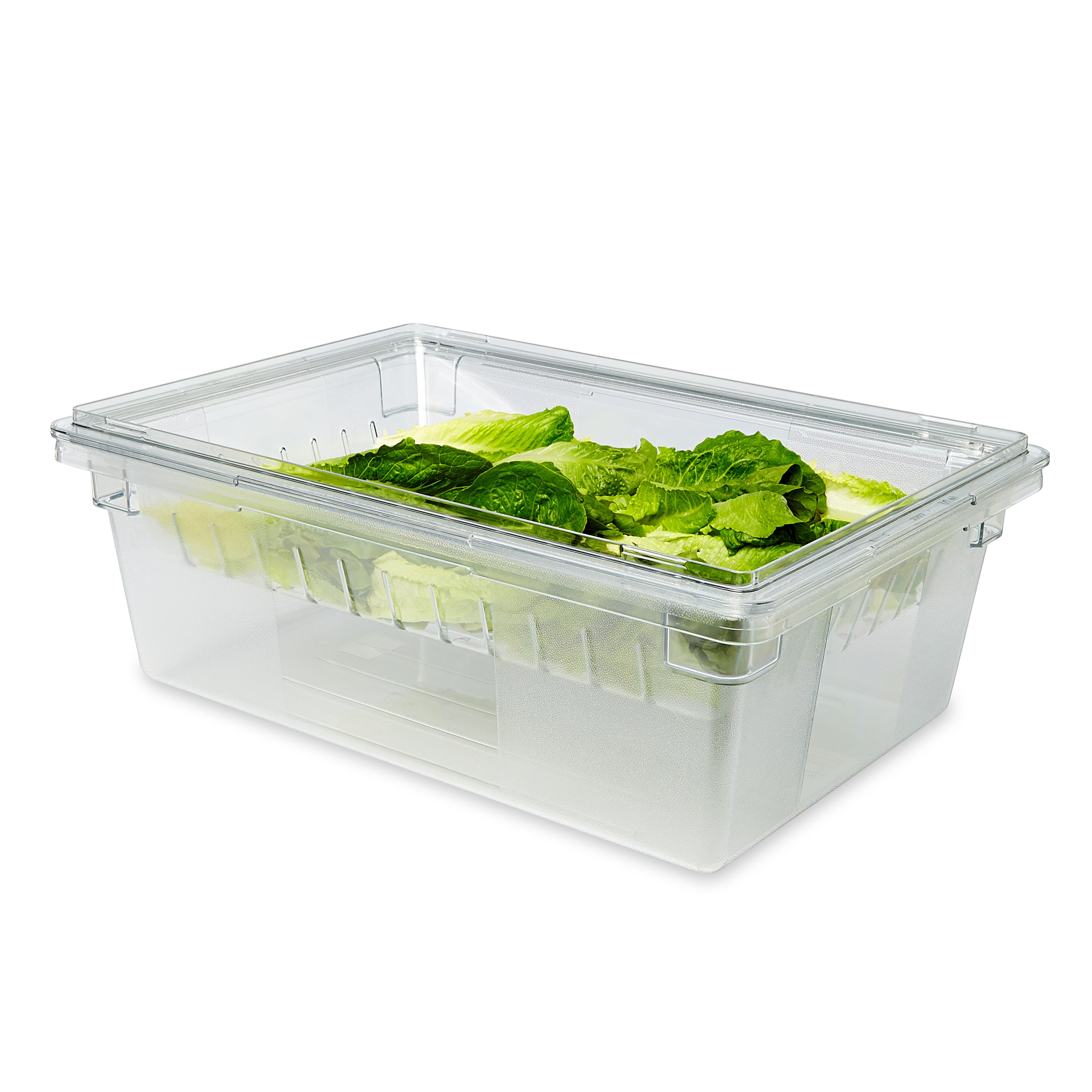 The Rubbermaid Commercial Colander/Drain Tray/Tote Box is a clear, break-resistant drain tray for thawing foods or marinating foods.