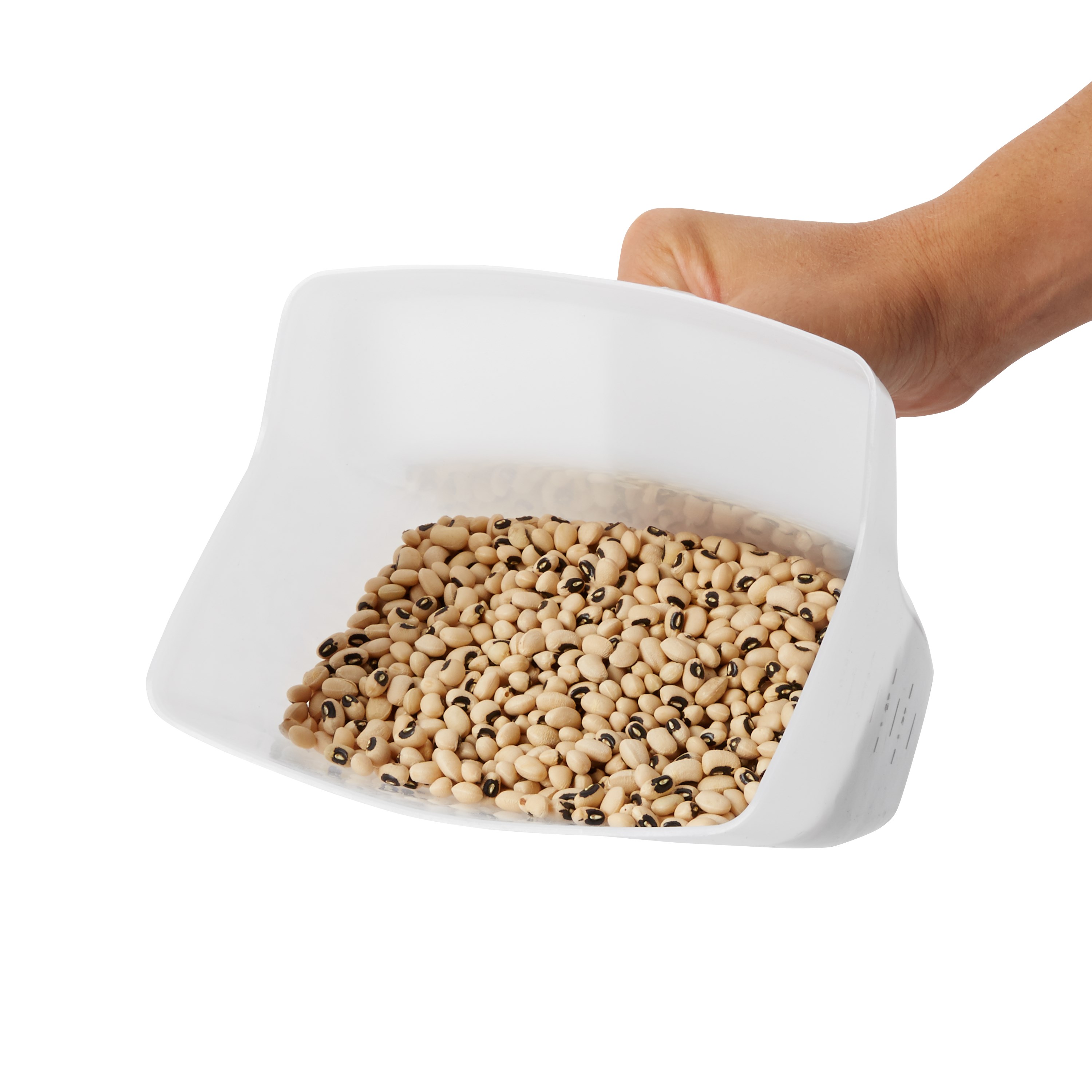 The Rubbermaid Commercial Food Service Scoop features a smooth surface for easy cleaning.