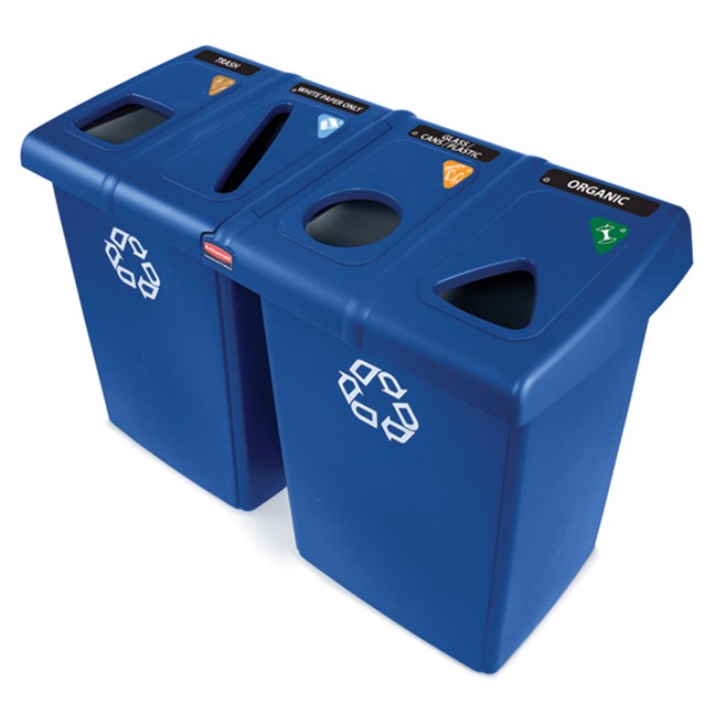 The Four-Stream Glutton® Recycling Station is a high-capacity, all-in-one centralized solution for efficient waste separation.