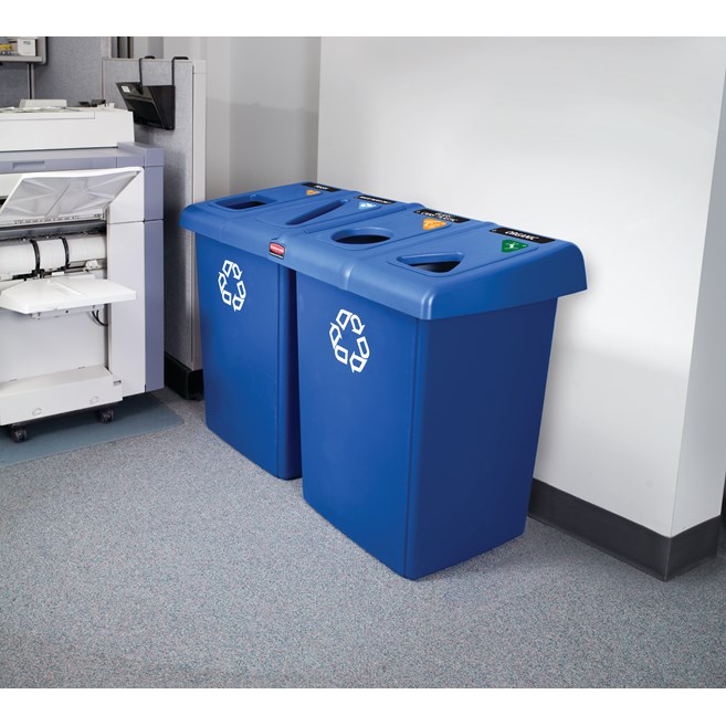 The Four-Stream Glutton® Recycling Station is a high-capacity, all-in-one centralized solution for efficient waste separation.