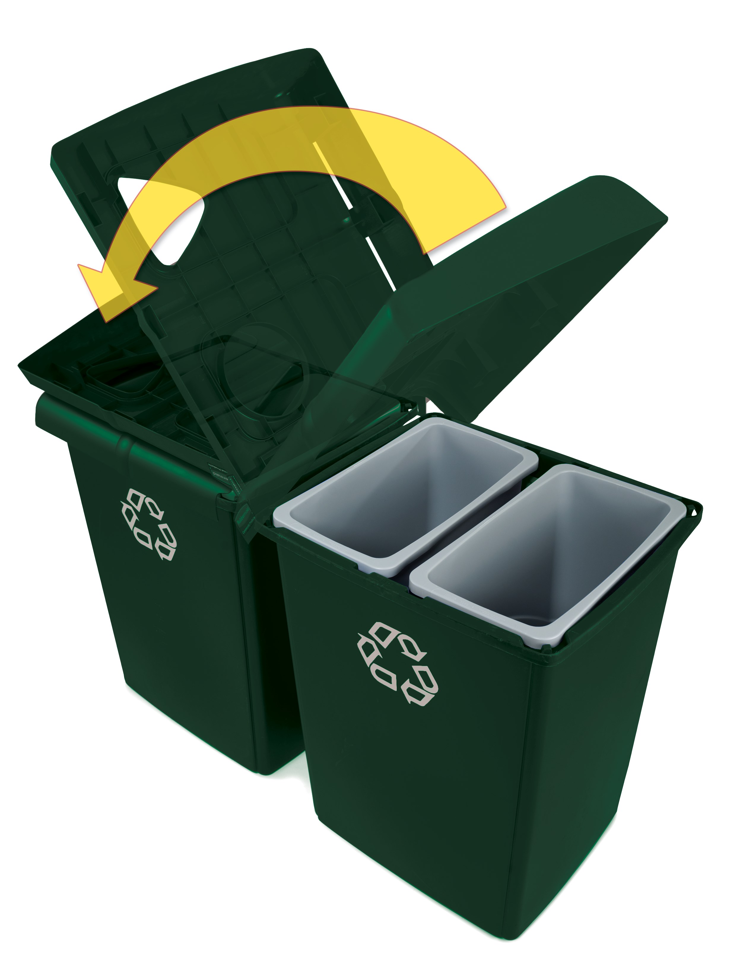 The Four-Stream Glutton® Recycling Station is a high-capacity, all-in-one centralized solution for efficient waste separation.