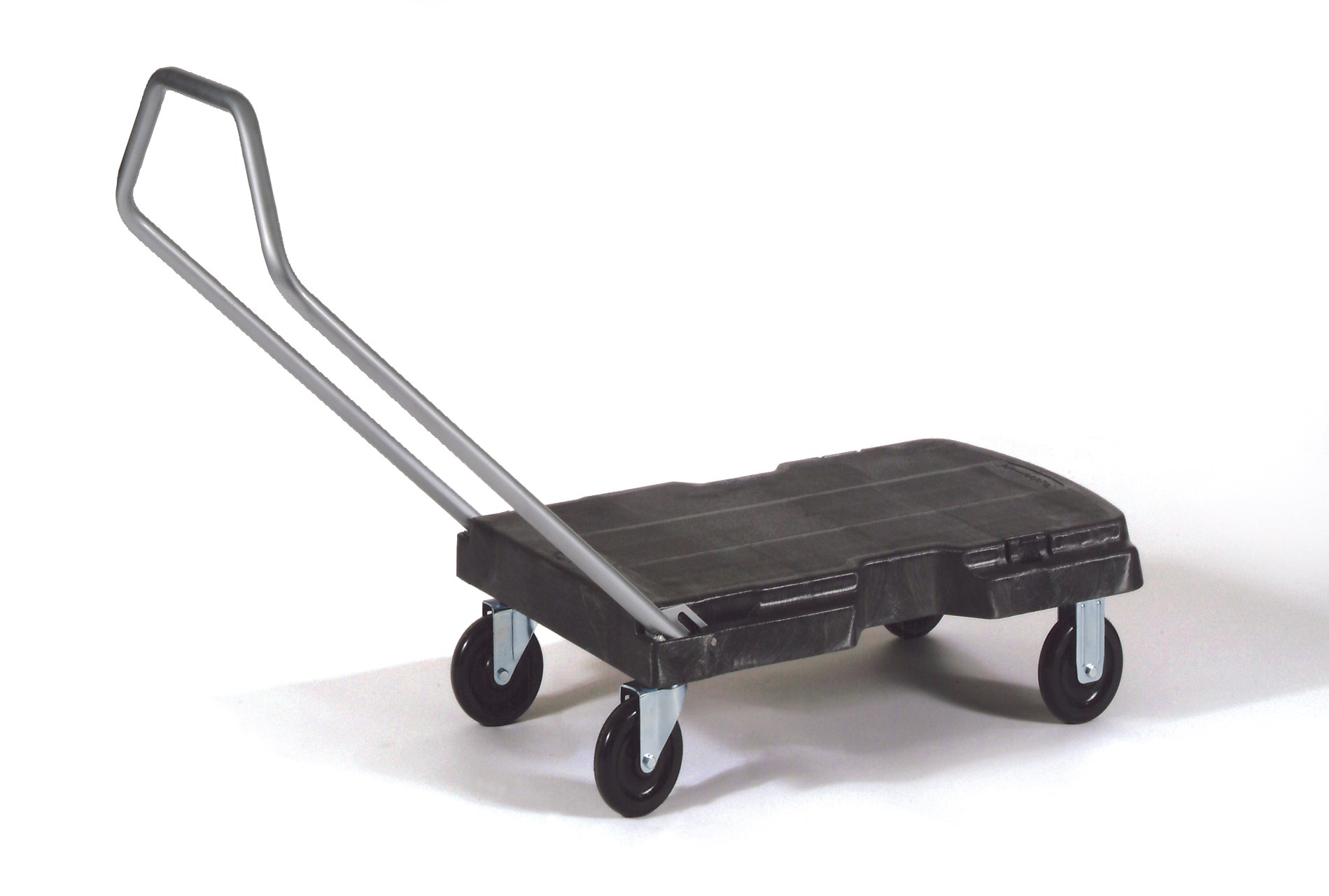 The Rubbermaid Commercial Triple Trolley efficiently transports large bulky loads and then folds flat for easy storage.