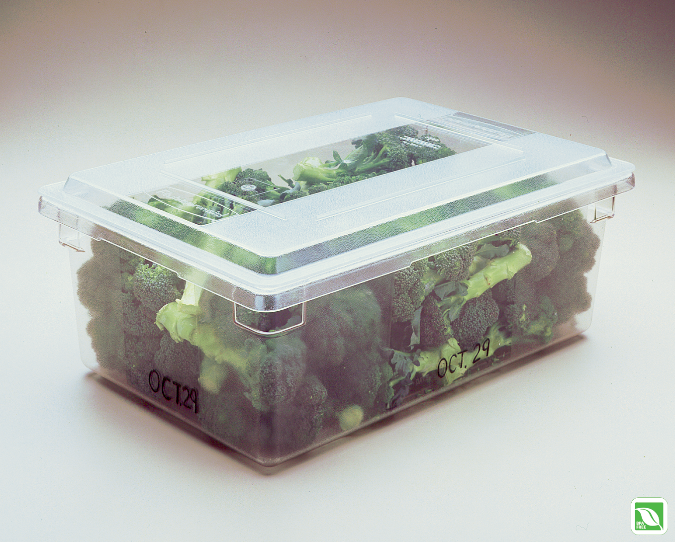 The Rubbermaid Commercial Food Storage Tote/Box is a durable, versatile and sized to fit into existing racks and counters.