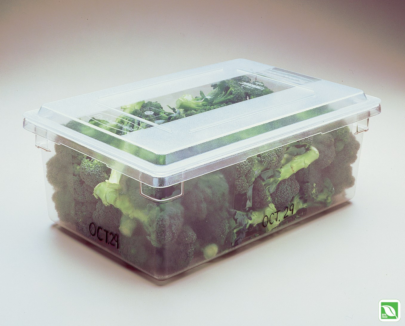 The Rubbermaid Commercial Food Storage Tote/Box is a durable, versatile and sized to fit into existing racks and counters.