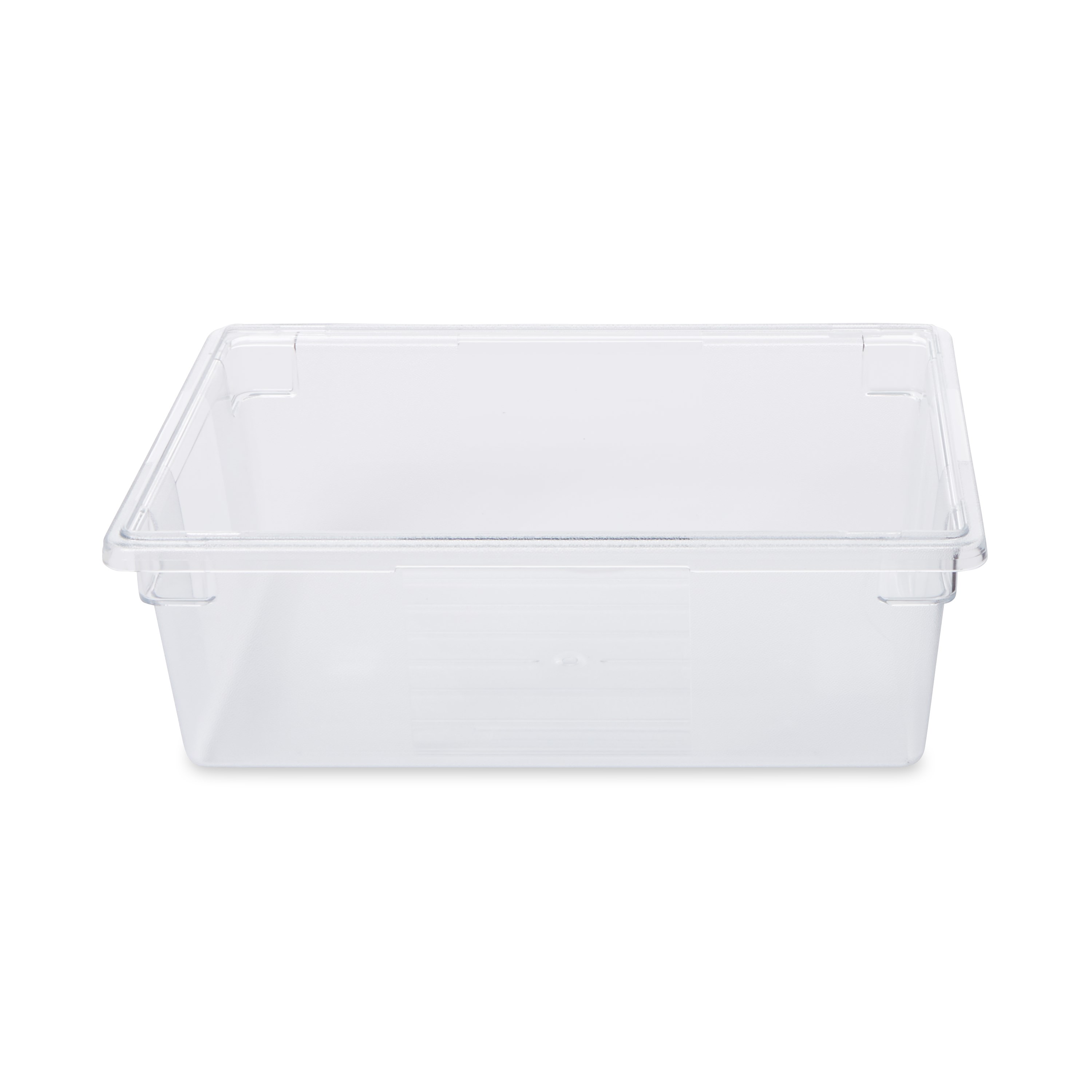 Hộp đựng thực phẩm thương mại Rubbermaid là hộp đựng thực phẩm số lượng lớn trong suốt, chống bẩn. Hộp có nhãn và bảng ngày để dễ dàng nhận dạng.