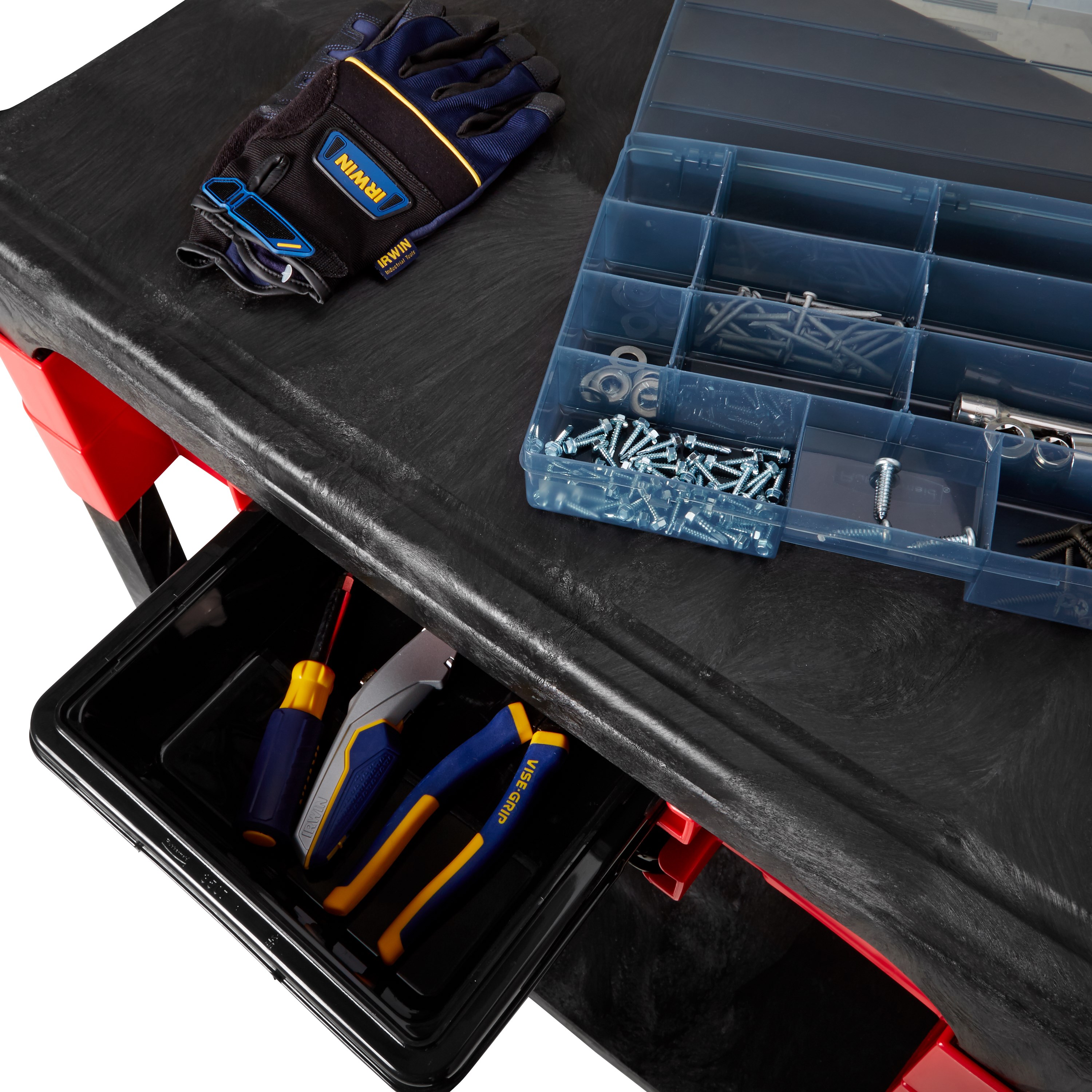 Trades Cart with 5" Casters moves productivity right to the worksite as a complete tool storage and mobile workbench system.
