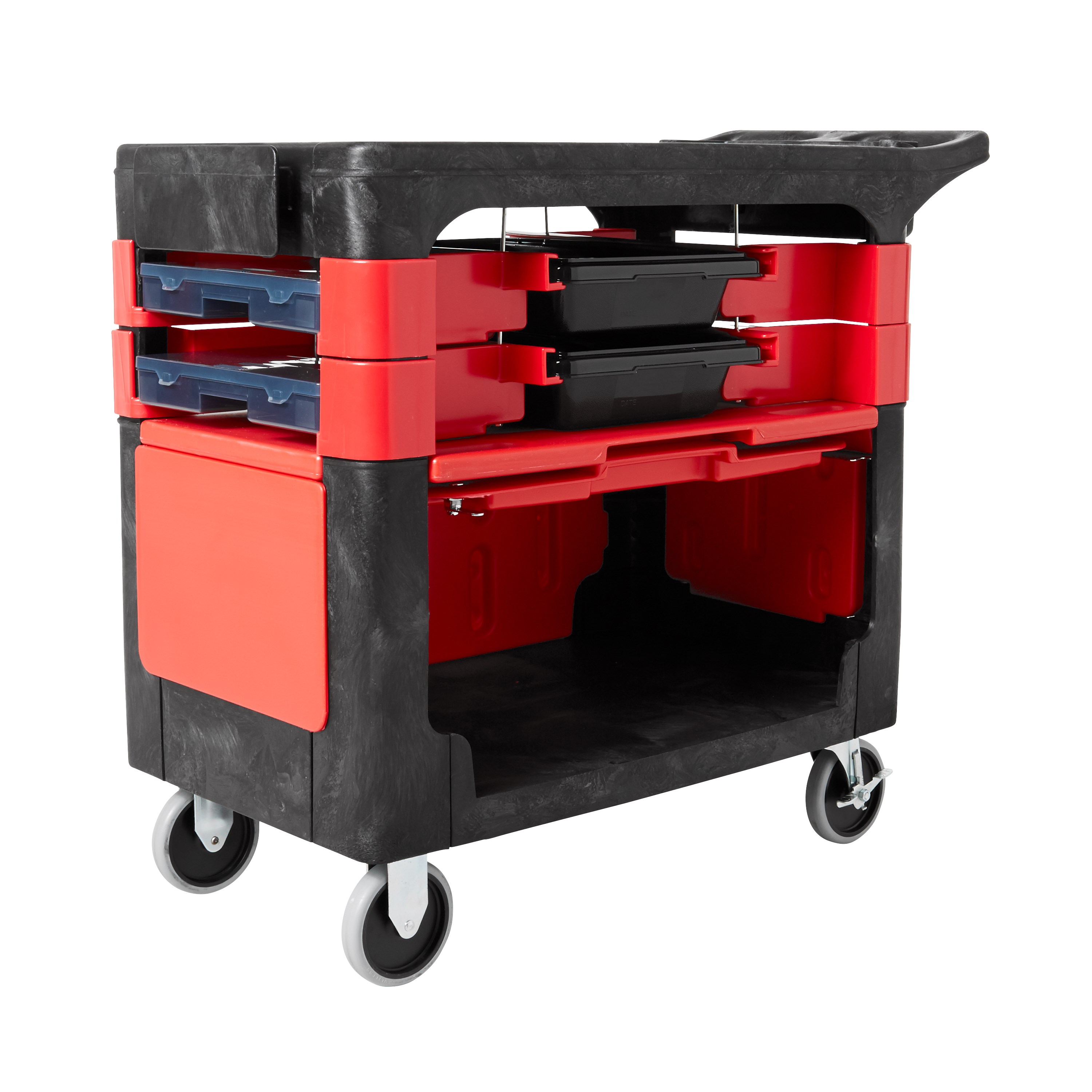 Trades Cart with 5" Casters moves productivity right to the worksite as a complete tool storage and mobile workbench system.