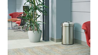 Featuring a classic design and fingerprint-resistant stainless steel, the Refine waste container fits seamlessly into any commercial space for a discreet look that enhances the overall environment.