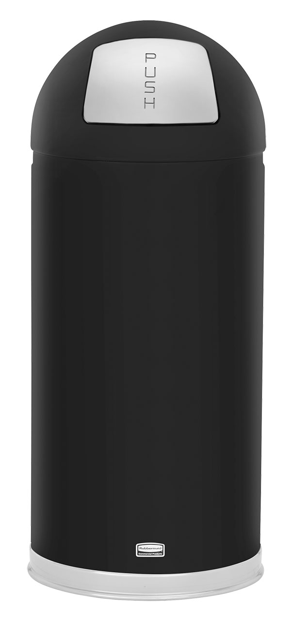 Gray Round Rubbermaid Commercial FGBBT1529GR Rubbermaid Commercial Steel Dome Top Trash Can 